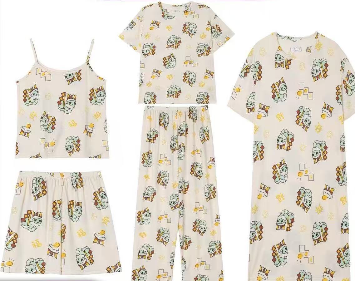 5 - Piece Cotton Cartoon Pyjamas Set for Women | Fun and Comfortable Loungewear - Cynette LivingLoungewears & Pyjamas
