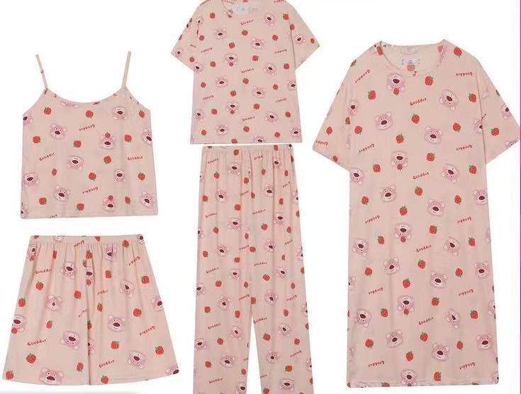 5 - Piece Cotton Cartoon Pyjamas Set for Women | Fun and Comfortable Loungewear - Cynette LivingLoungewears & Pyjamas