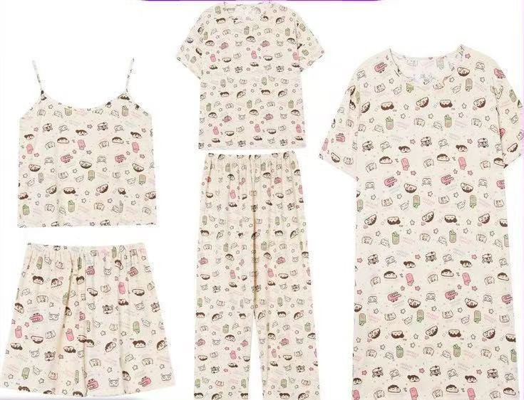 5 - Piece Cotton Cartoon Pyjamas Set for Women | Fun and Comfortable Loungewear - Cynette LivingLoungewears & Pyjamas