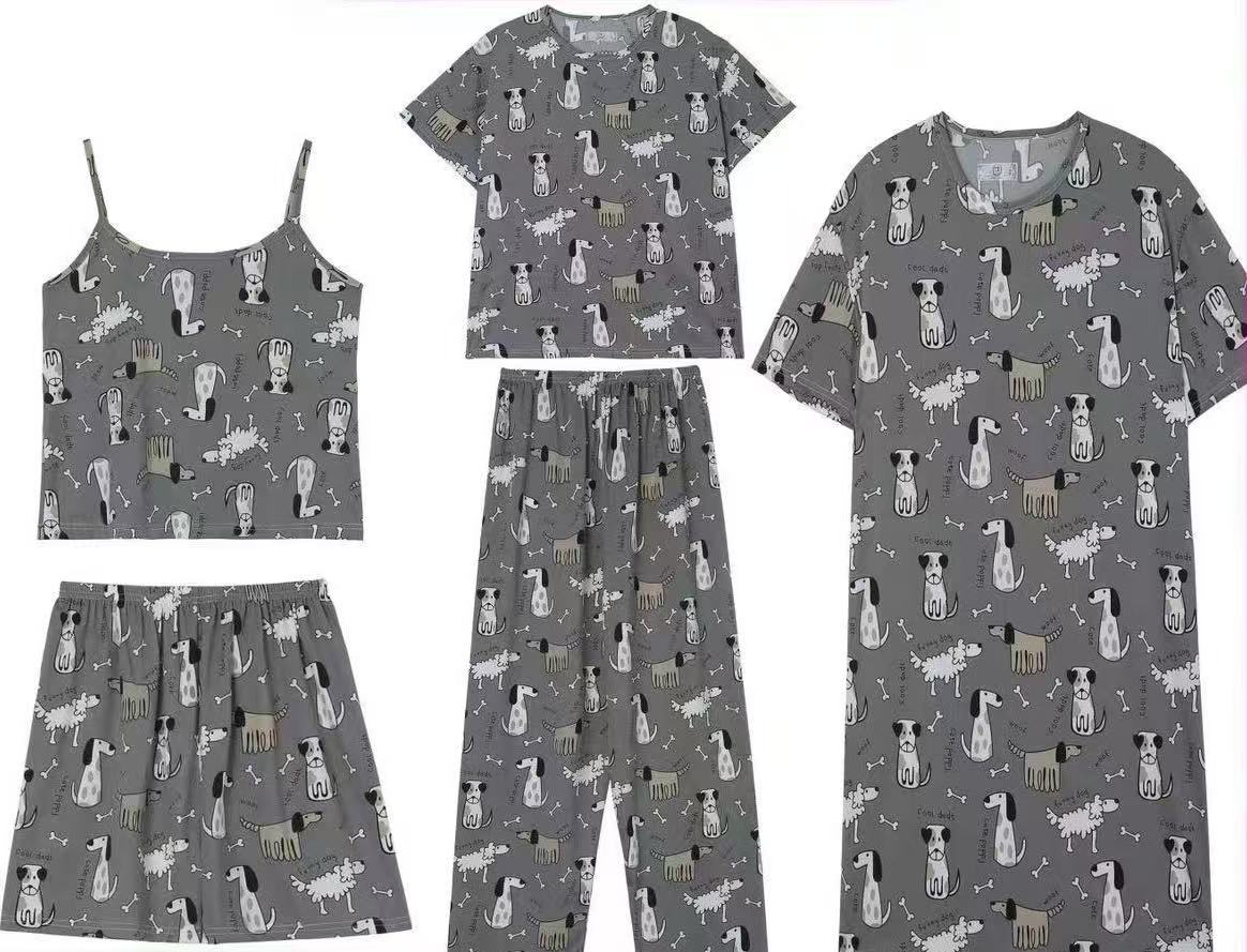5 - Piece Cotton Cartoon Pyjamas Set for Women | Fun and Comfortable Loungewear - Cynette LivingLoungewears & Pyjamas