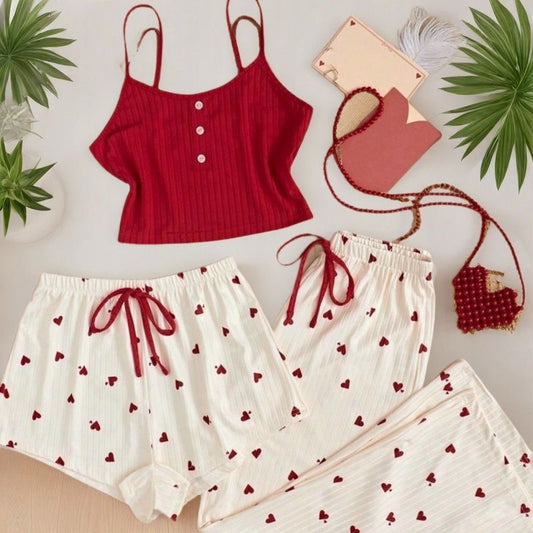 3-Piece Women's Pyjama Set | Soft Comfortable Sleepwear and Loungewear