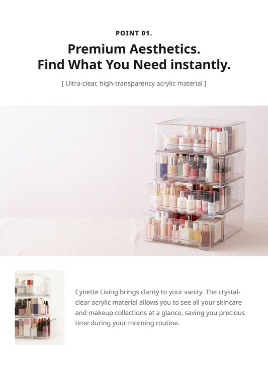Stackable Acrylic Cosmetic Storage Boxes | Clear Makeup Drawer Organizer - Cynette LivingBeauty Kits
