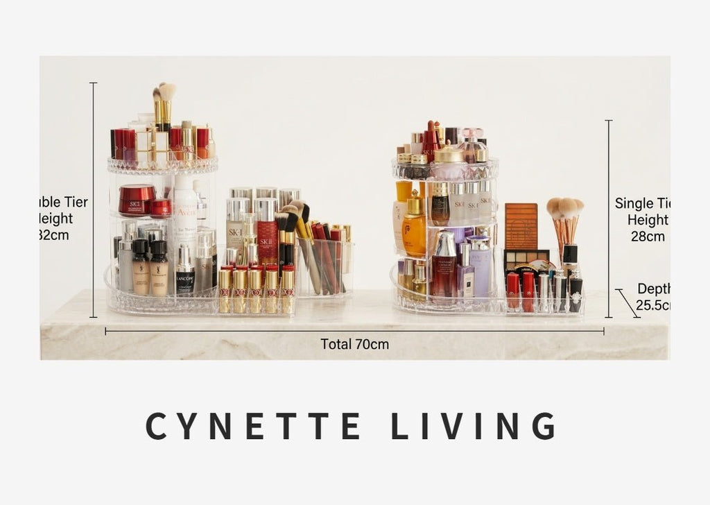 360° Rotating Acrylic Makeup Organizer for Vanity | Clear Cosmetic Storage Holder - Cynette LivingBeauty Kits