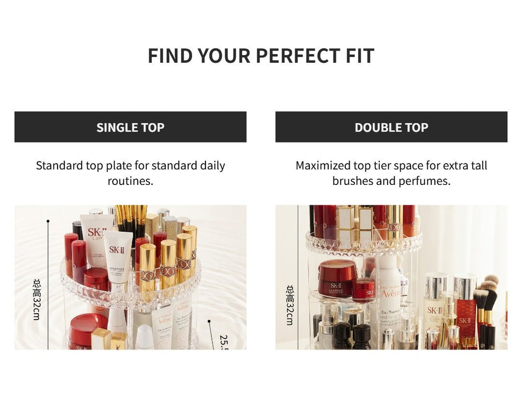 360° Rotating Acrylic Makeup Organizer for Vanity | Clear Cosmetic Storage Holder - Cynette LivingBeauty Kits