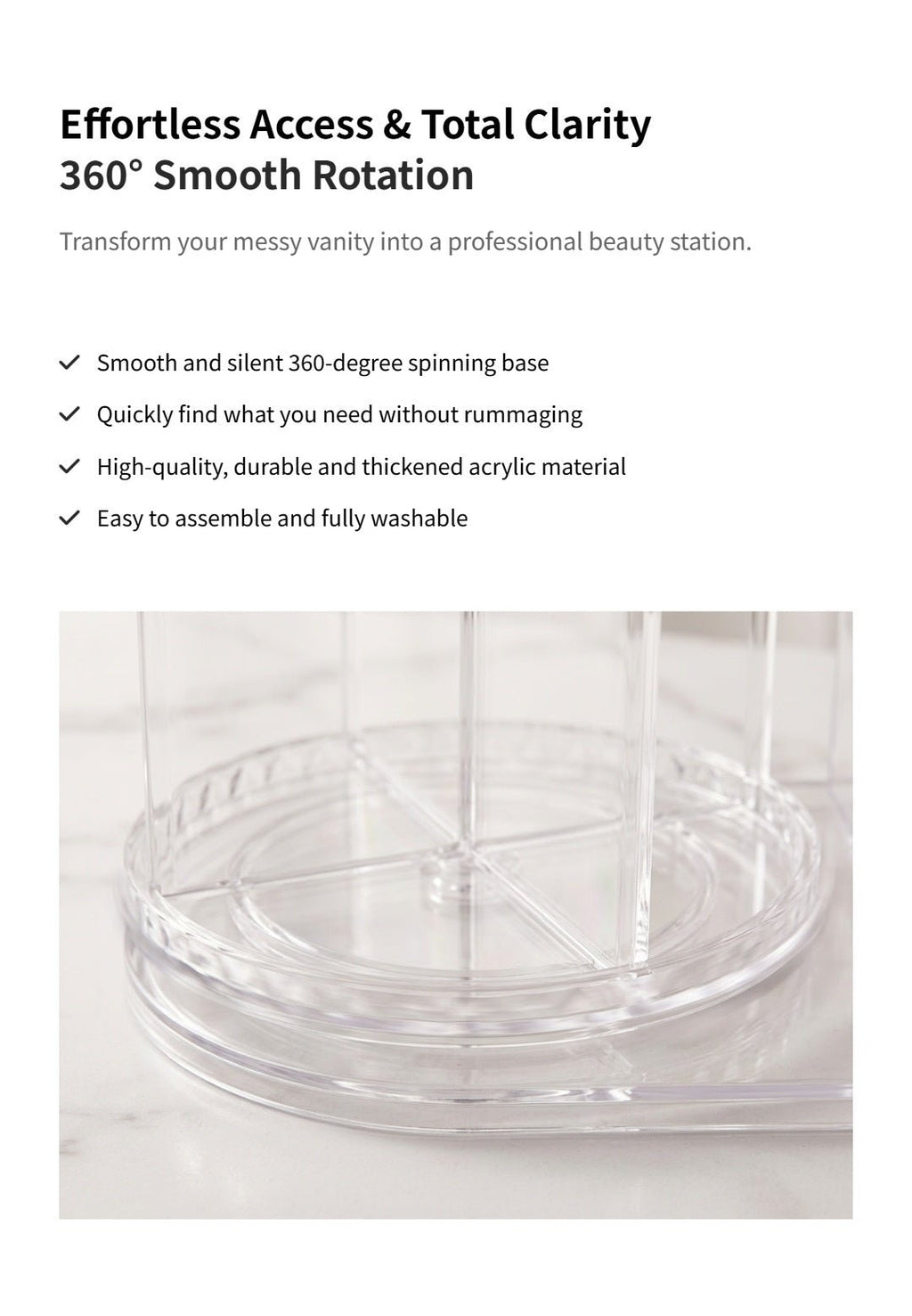 360° Rotating Acrylic Makeup Organizer for Vanity | Clear Cosmetic Storage Holder - Cynette LivingBeauty Kits