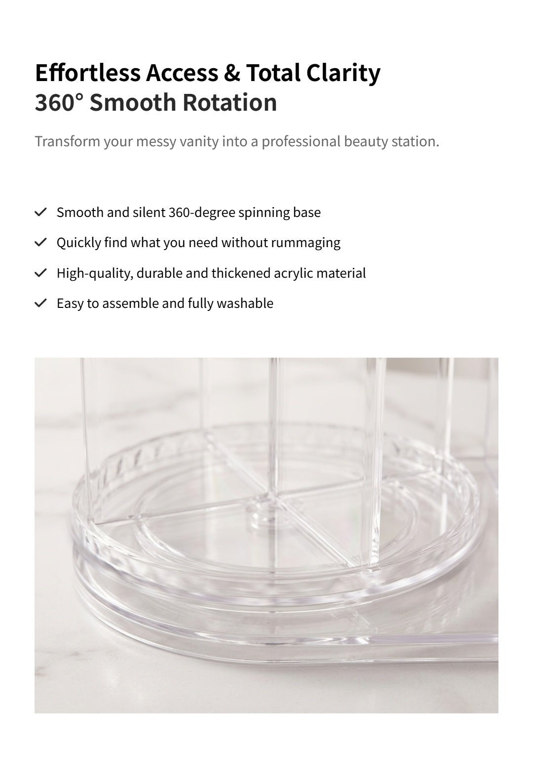 360° Rotating Acrylic Makeup Organizer for Vanity | Clear Cosmetic Storage Holder - Cynette LivingBeauty Kits