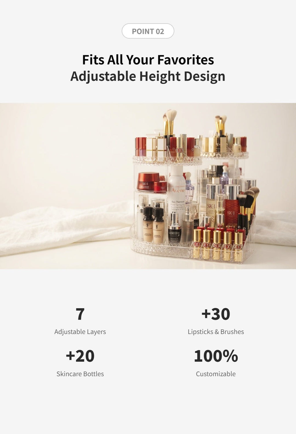 360° Rotating Acrylic Makeup Organizer for Vanity | Clear Cosmetic Storage Holder - Cynette LivingBeauty Kits