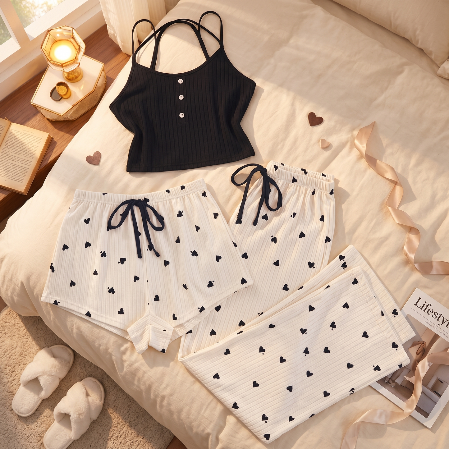 3-Piece Women's Pyjama Set | Soft Comfortable Sleepwear and Loungewear