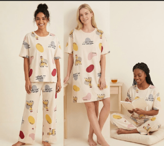 4-Piece Cotton Cartoon Pyjama Set for Women | Cute Soft Loungewear and Sleepwear - Cynette LivingLoungewears & Pyjamas