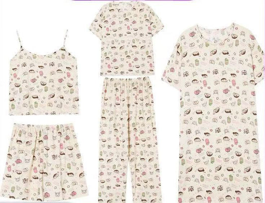 5 - Piece Cotton Cartoon Pyjamas Set for Women | Fun and Comfortable Loungewear - Cynette LivingLoungewears & Pyjamas