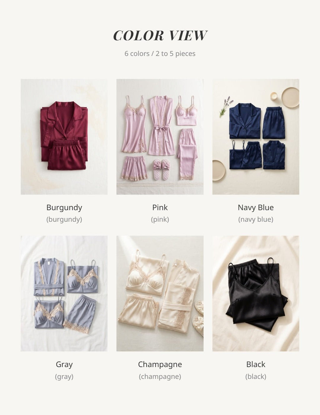 5-Piece Silk Pyjama Set for Women with Bathrobe | Soft Satin Sleepwear Loungewear Set - Cynette LivingLoungewears & Pyjamas