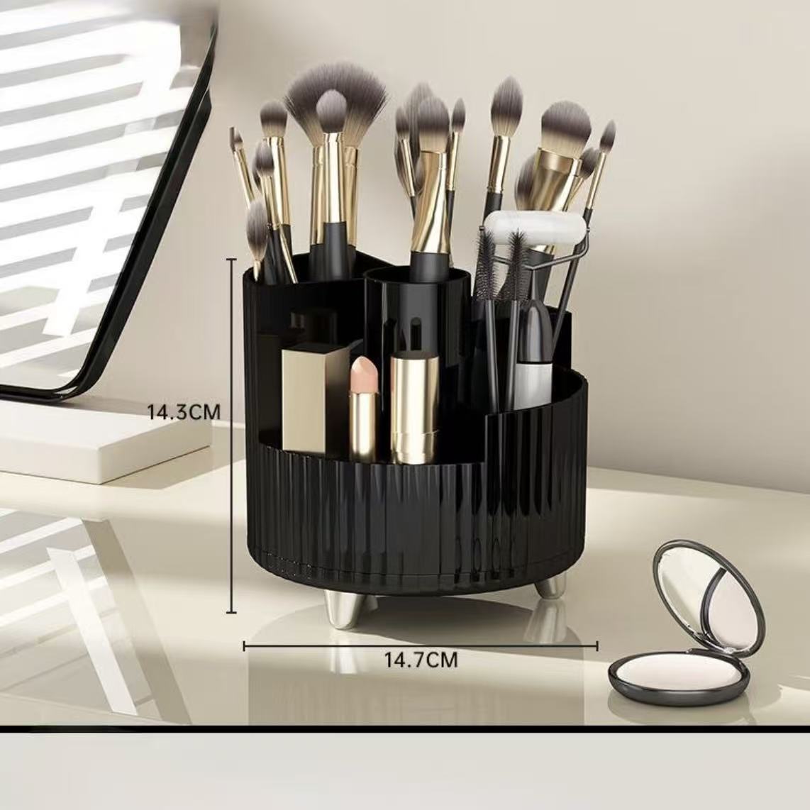 Rotating Cosmetic Organizer Box with Lid | Dustproof Makeup Storage Container