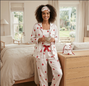 7-Piece Silk Pyjama Set for Women | Satin Sleepwear with Eye Mask and Storage Bag - Cynette LivingLoungewears & Pyjamas
