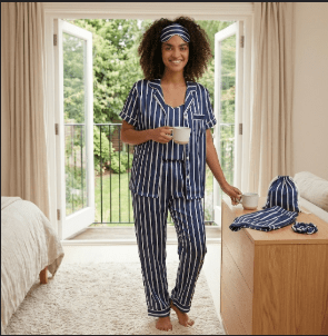 7-Piece Silk Pyjama Set for Women | Satin Sleepwear with Eye Mask and Storage Bag - Cynette LivingLoungewears & Pyjamas