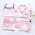 7-Piece Silk Pyjama Set for Women | Satin Sleepwear with Eye Mask and Storage Bag - Cynette LivingLoungewears & Pyjamas
