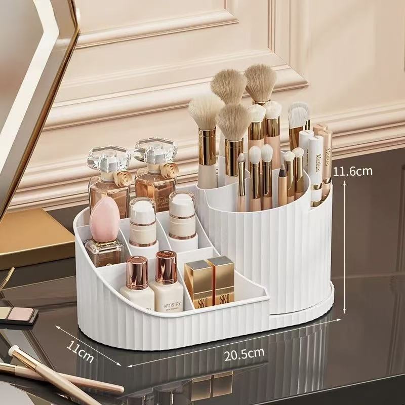 Rotating Cosmetic Organizer Box with Lid | Dustproof Makeup Storage Container