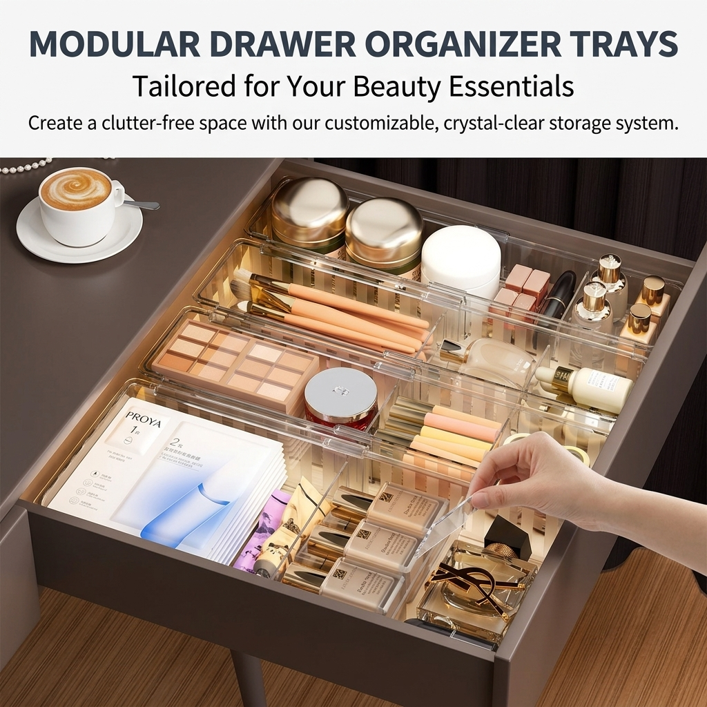 Drawer Organizer Trays | Multipurpose Storage Dividers for Makeup and Accessories
