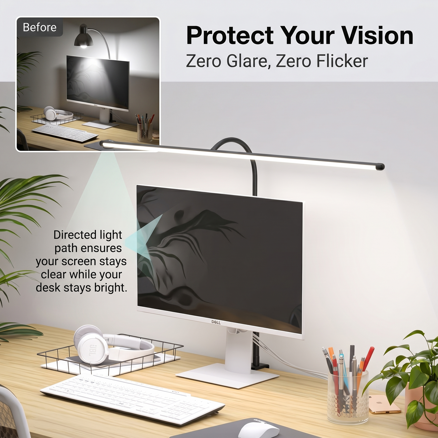 LED Desk Lamp with Adjustable Brightness | Modern Reading and Study Light