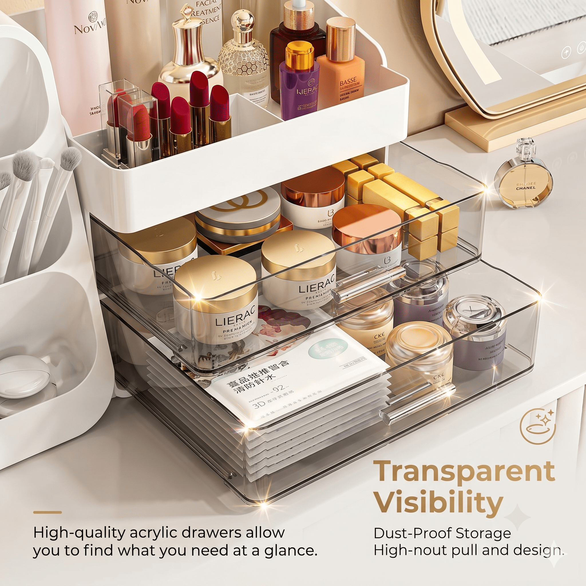 Countertop Skincare Organizer | Acrylic Makeup Storage for Vanity - Cynette LivingBeauty Kits