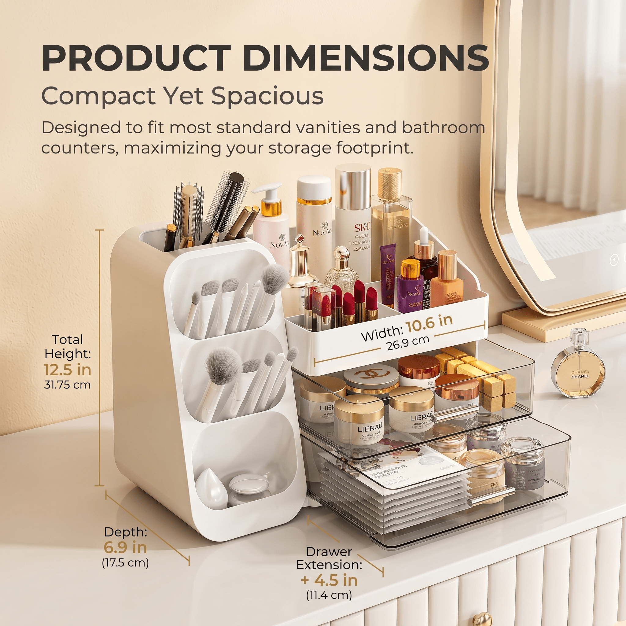 Countertop Skincare Organizer | Acrylic Makeup Storage for Vanity - Cynette LivingBeauty Kits