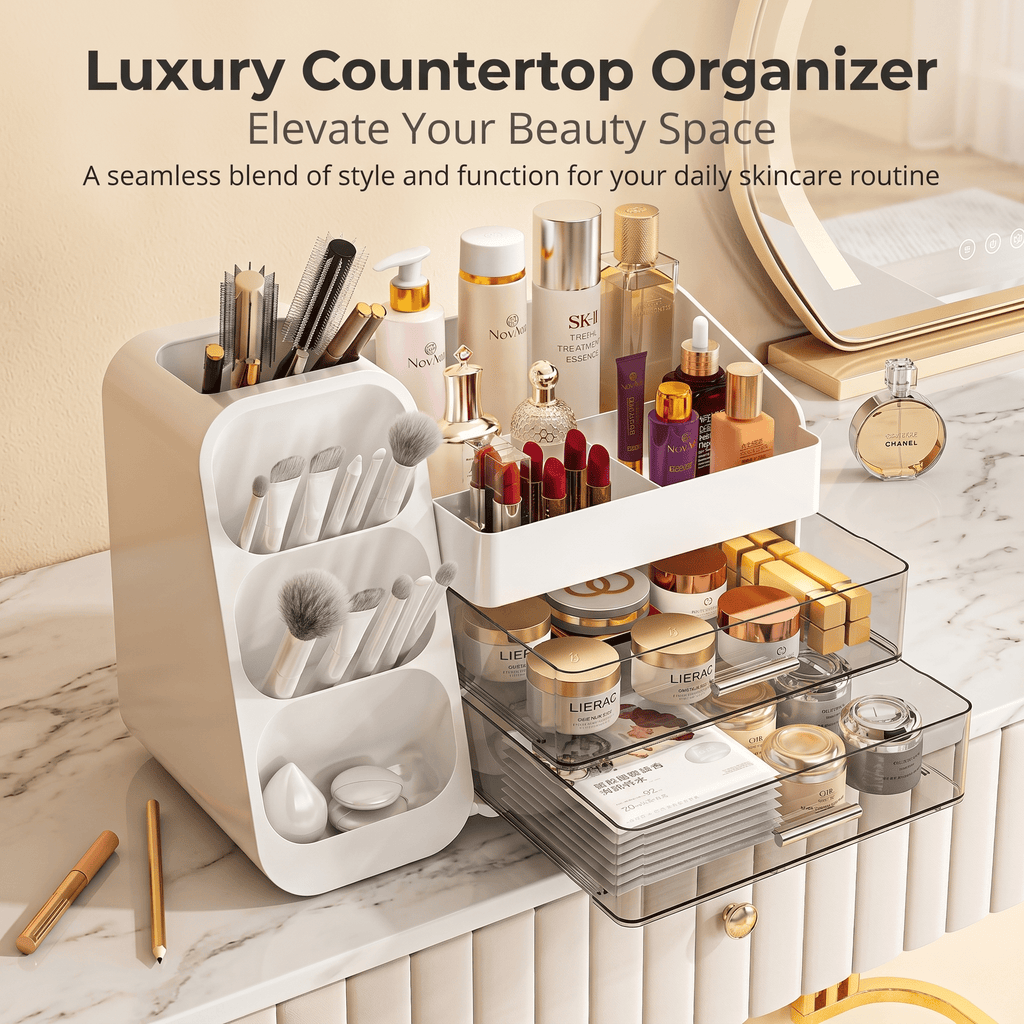 Countertop Skincare Organizer | Acrylic Makeup Storage for Vanity - Cynette LivingBeauty Kits