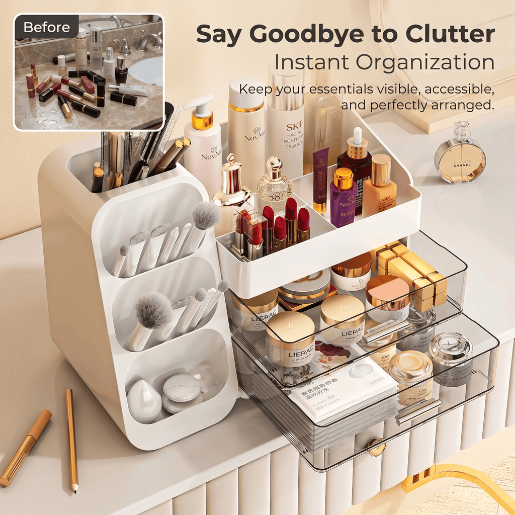 Countertop Skincare Organizer | Acrylic Makeup Storage for Vanity - Cynette LivingBeauty Kits