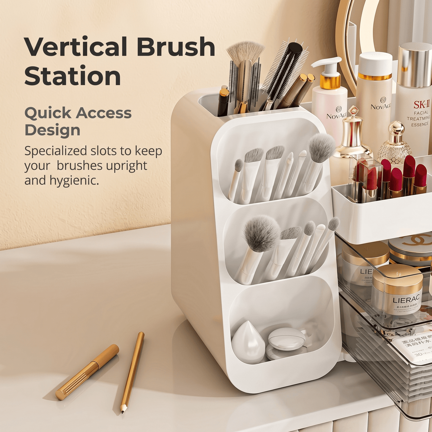 Countertop Skincare Organizer | Acrylic Makeup Storage for Vanity - Cynette LivingBeauty Kits