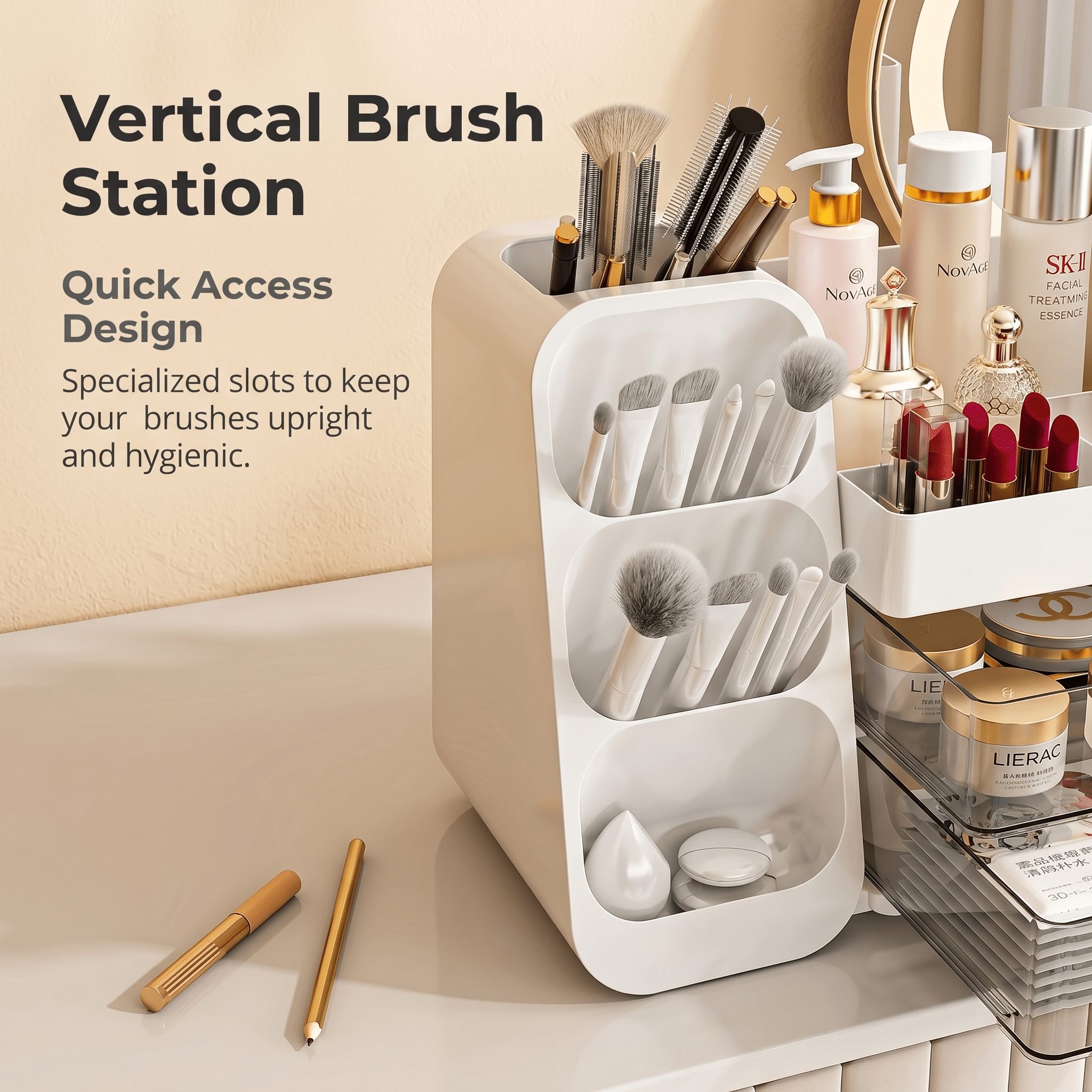 Countertop Skincare Organizer | Acrylic Makeup Storage for Vanity - Cynette LivingBeauty Kits