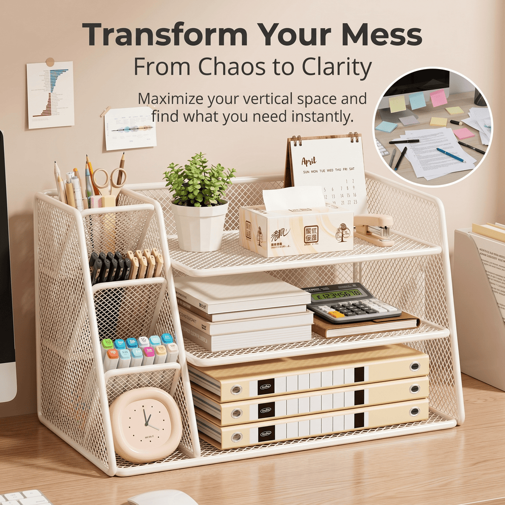 Desktop Organizer | Modern Desk Storage for Office and Home Workspace - Cynette LivingOffice Accessories