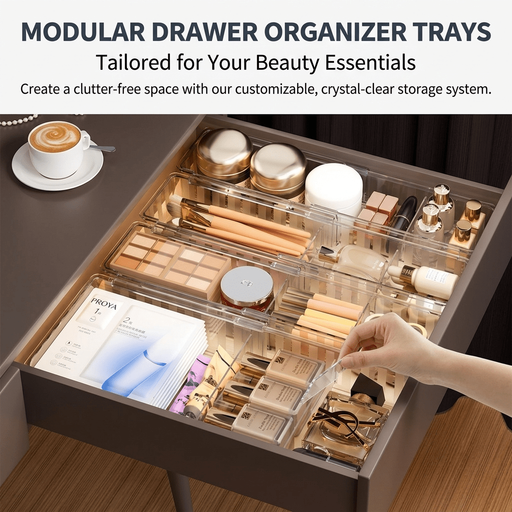 Drawer Organizer Trays | Multipurpose Storage Dividers for Makeup and Accessories - Cynette LivingStorage Organization