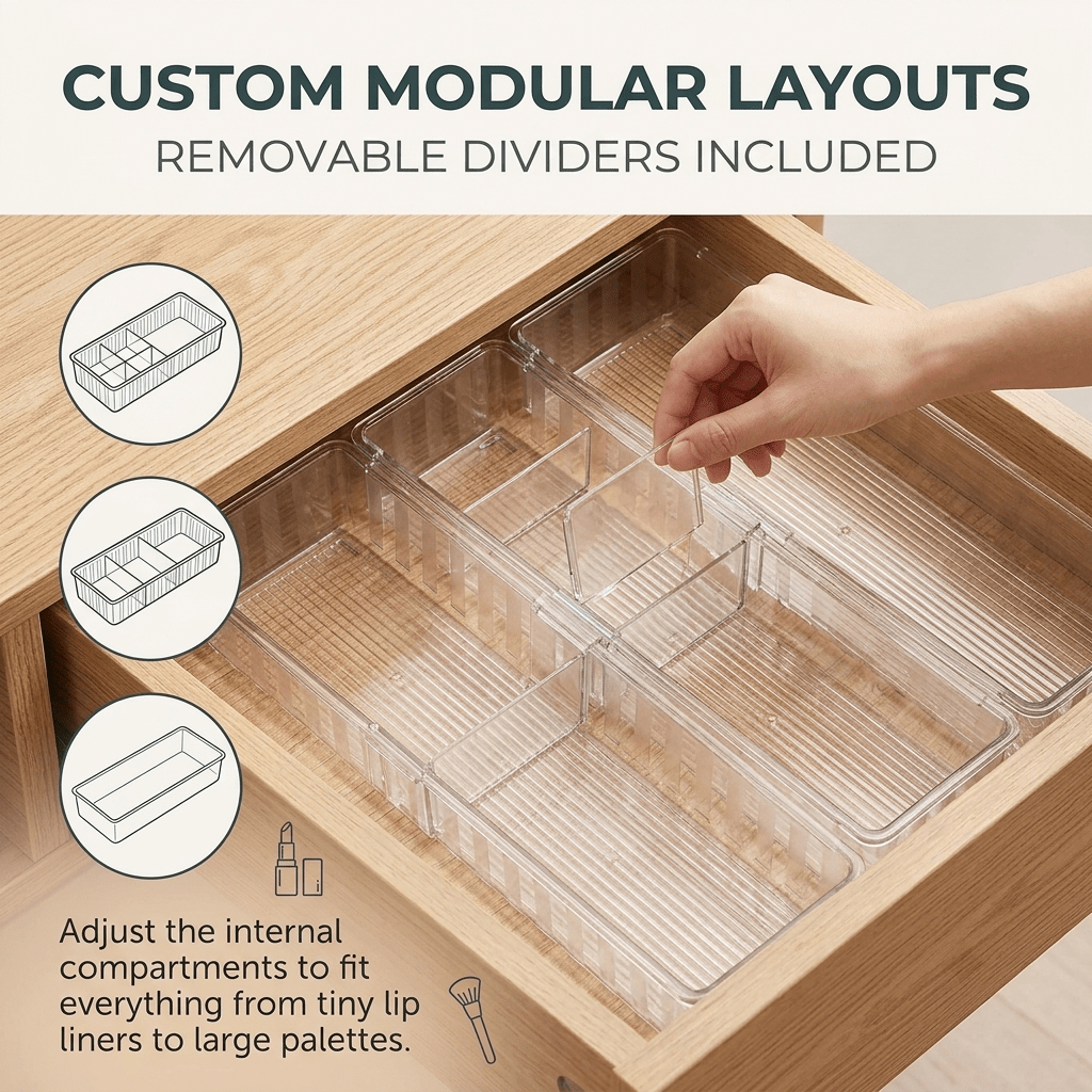 Drawer Organizer Trays | Multipurpose Storage Dividers for Makeup and Accessories - Cynette LivingStorage Organization