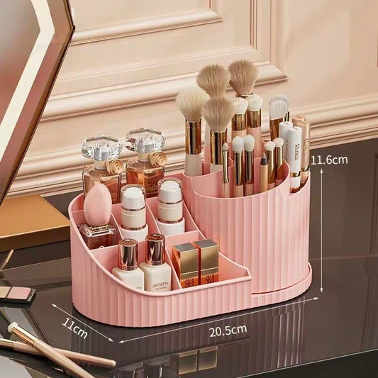 Rotating Cosmetic Organizer Box with Lid | Dustproof Makeup Storage Container