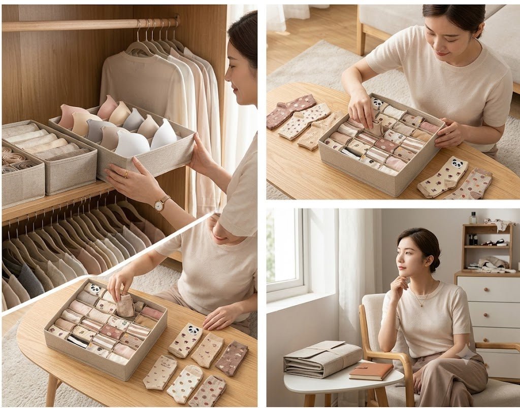 Foldable Underwear Storage Box | Closet Organizer for Socks and Lingerie - Cynette LivingStorage Organization