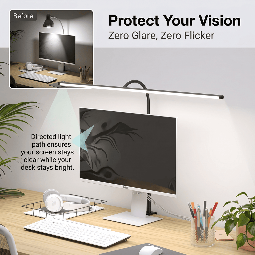 LED Desk Lamp with Adjustable Brightness | Modern Reading and Study Light - Cynette LivingOffice Accessories