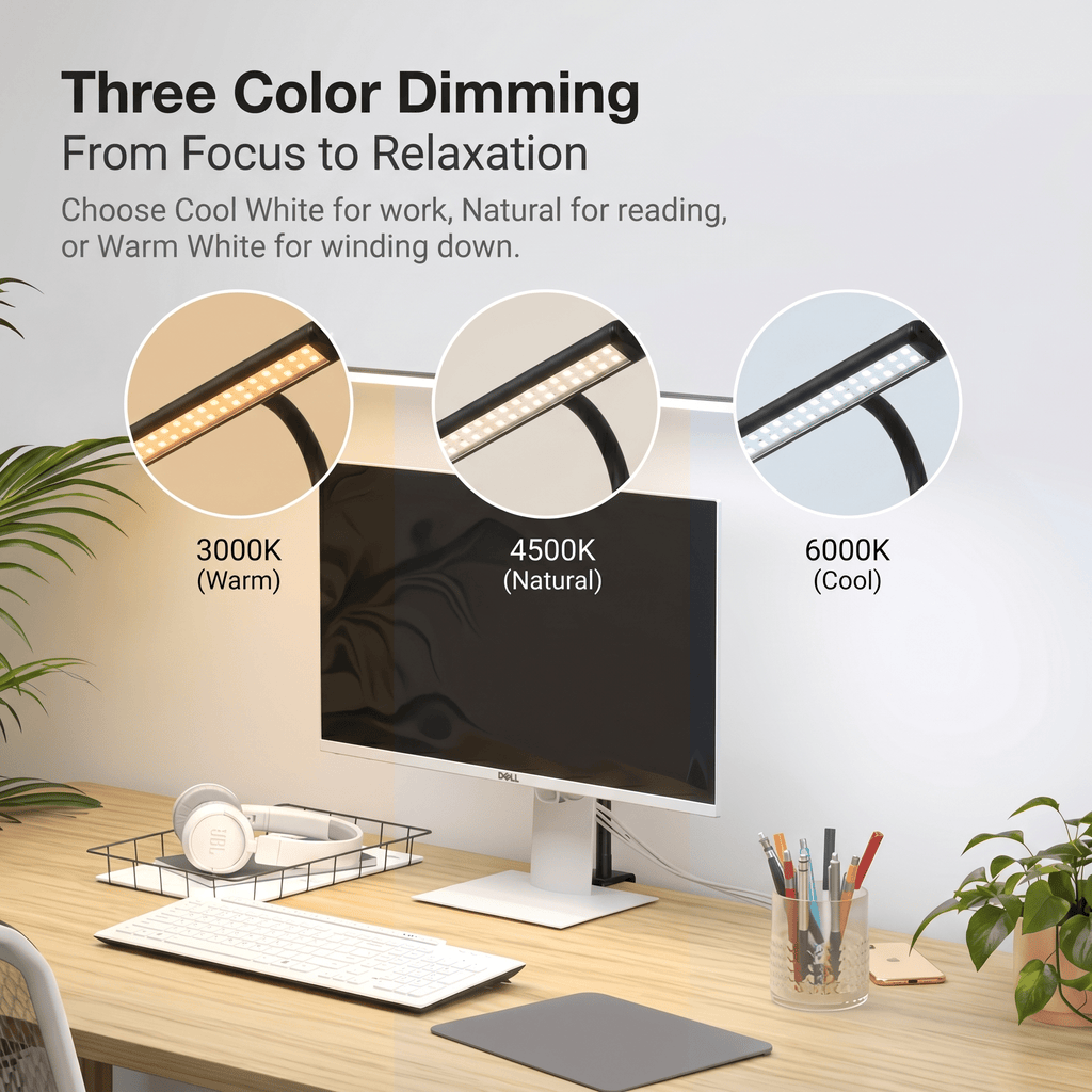LED Desk Lamp with Adjustable Brightness | Modern Reading and Study Light - Cynette LivingOffice Accessories
