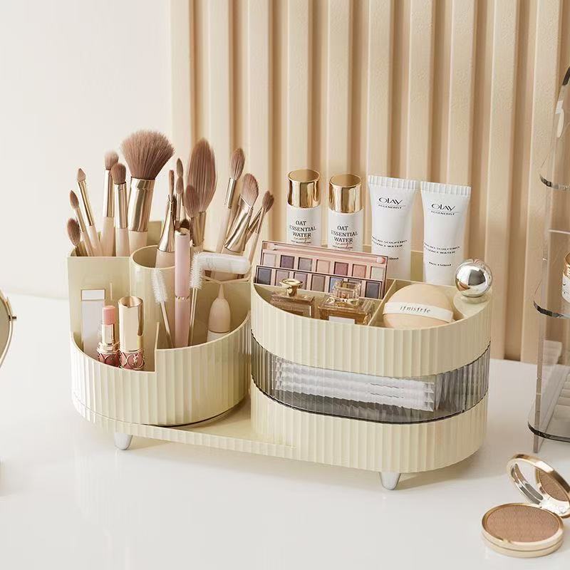 Rotating Cosmetic Organizer Box with Lid | Dustproof Makeup Storage Container - Cynette LivingStorage Organization