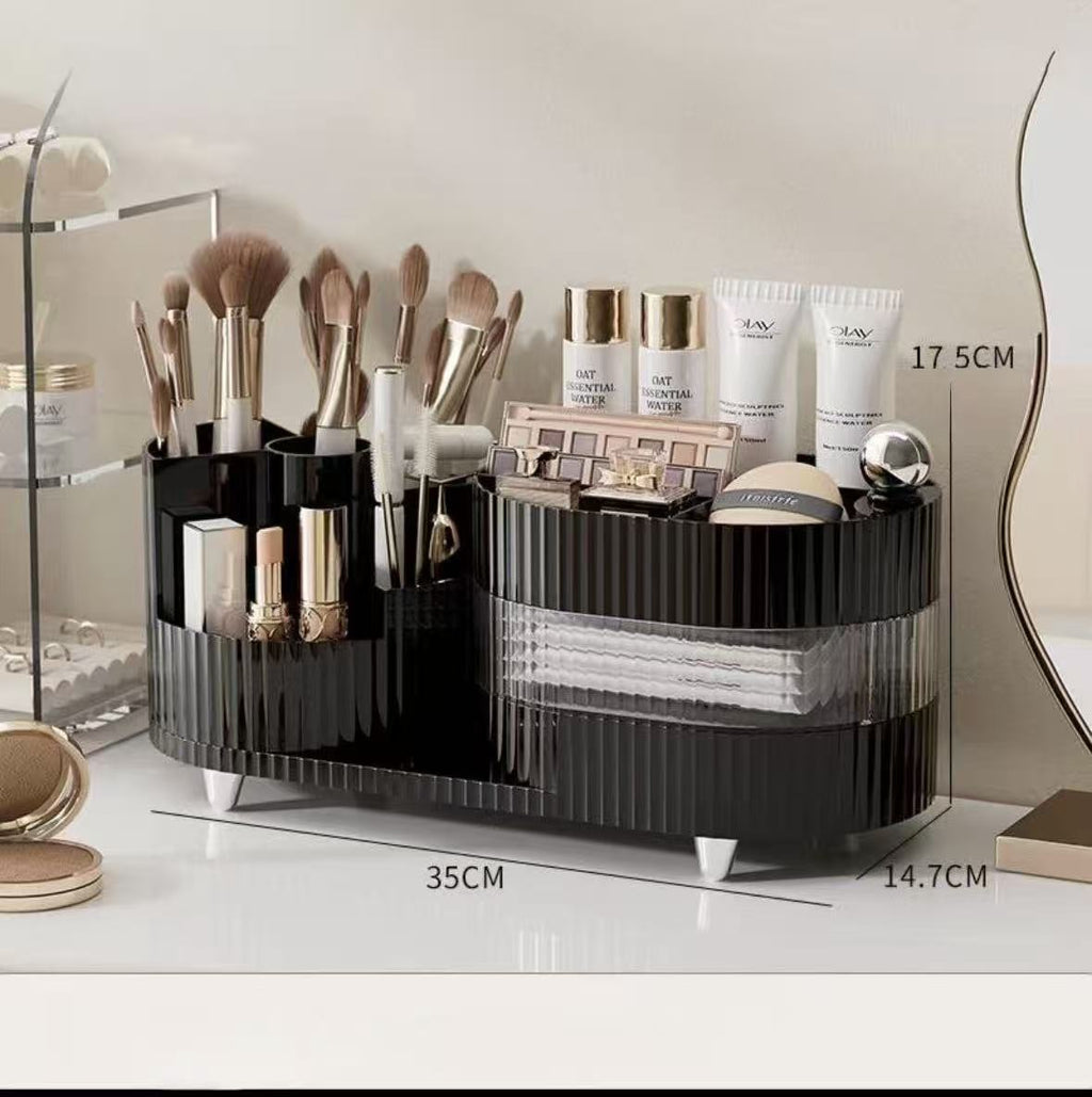 Rotating Cosmetic Organizer Box with Lid | Dustproof Makeup Storage Container - Cynette LivingStorage Organization