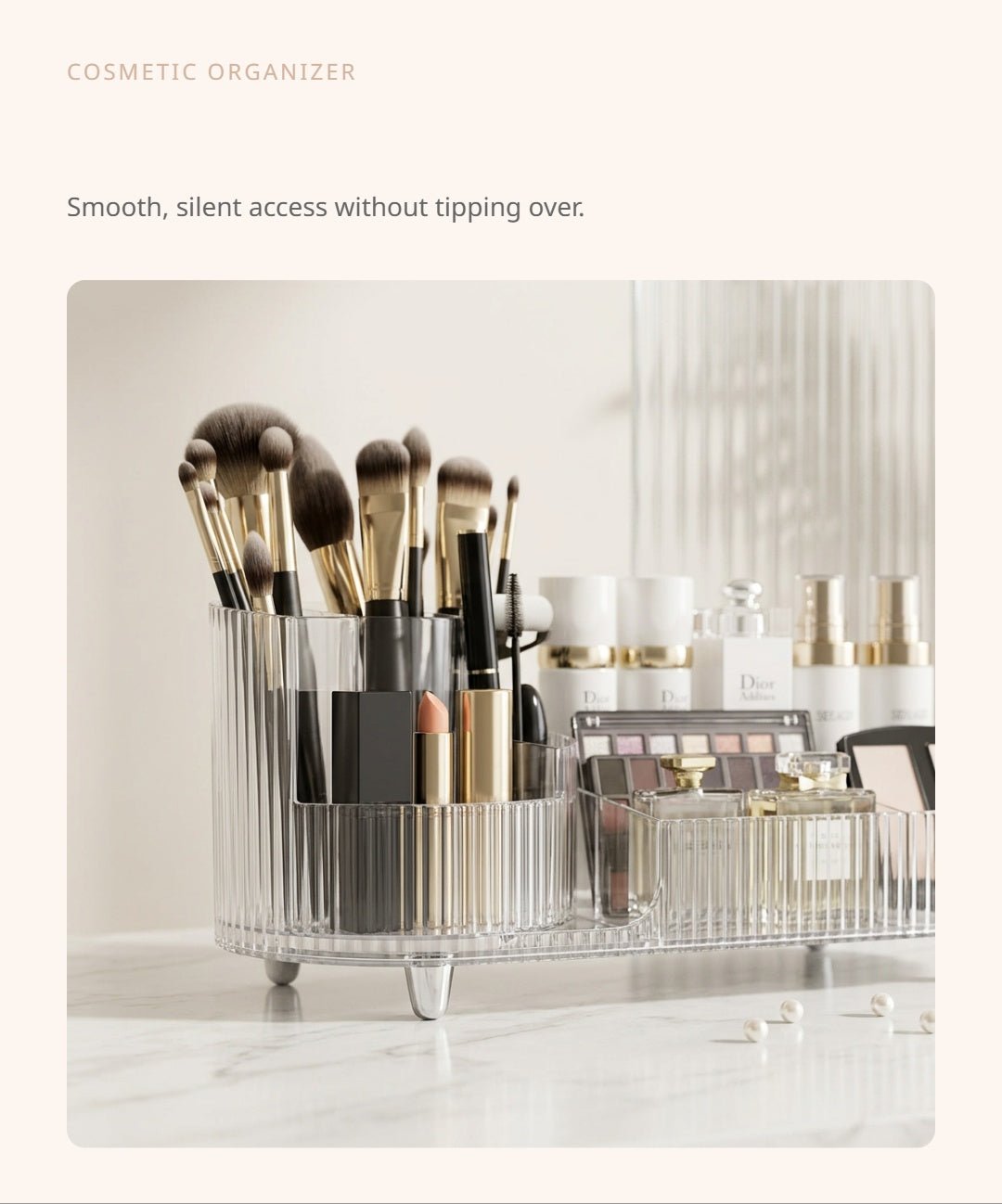 Rotating Cosmetic Organizer Box with Lid | Dustproof Makeup Storage Container - Cynette LivingStorage Organization
