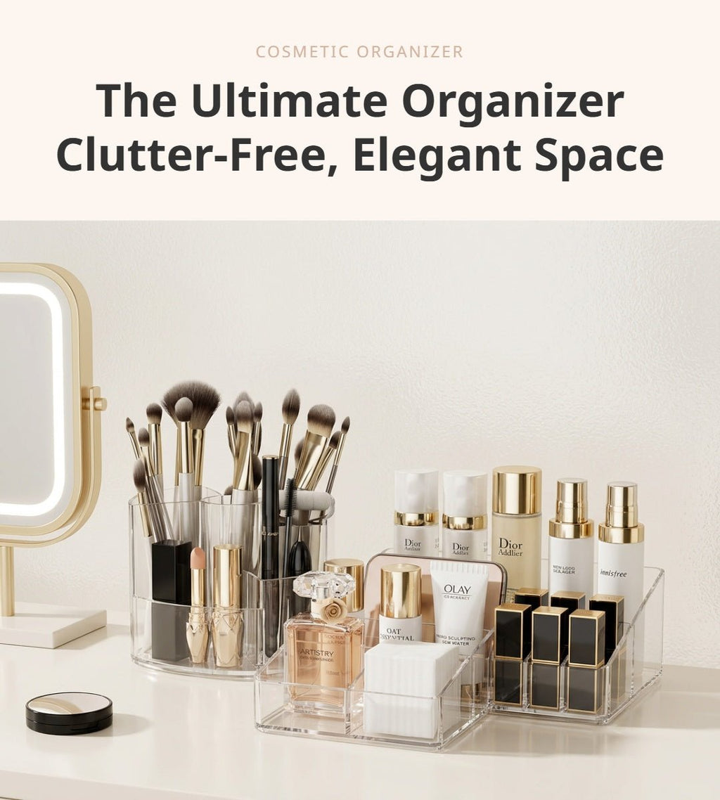 Rotating Cosmetic Organizer Box with Lid | Dustproof Makeup Storage Container - Cynette LivingStorage Organization