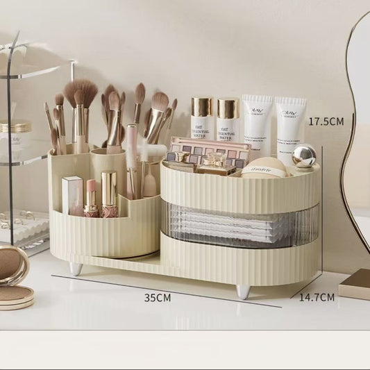 Rotating Makeup Organizer Box – Cosmetic Storage for Vanity, Brushes & Skincare - Cynette LivingBeauty Kits