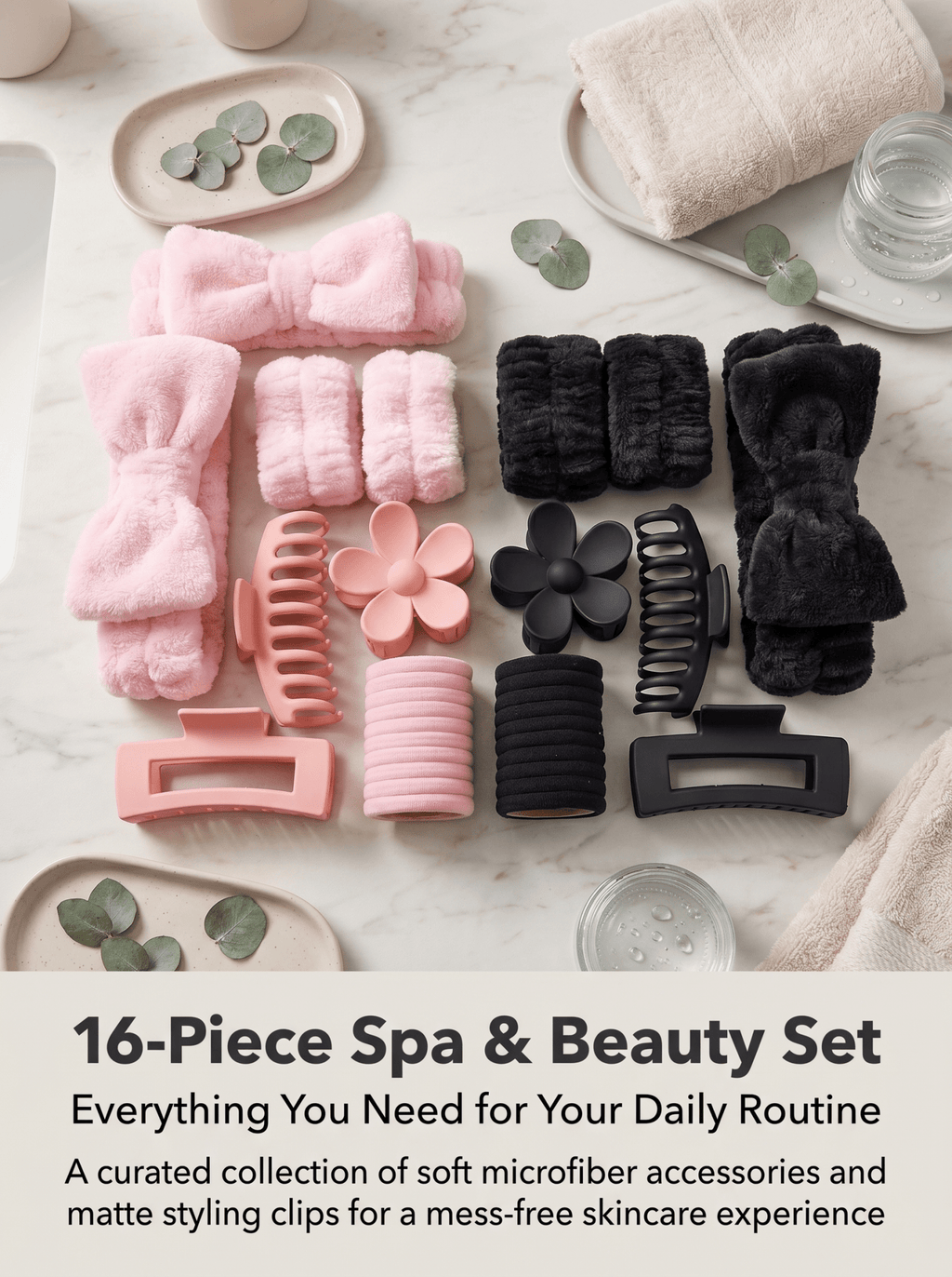 Spa Headband and Wristband Set for Skincare | Soft Facial Cleansing Accessories - Cynette LivingBeauty Kits