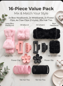 Spa Headband and Wristband Set for Skincare | Soft Facial Cleansing Accessories - Cynette LivingBeauty Kits
