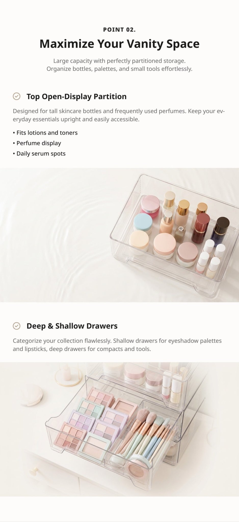 Stackable Acrylic Cosmetic Storage Boxes | Clear Makeup Drawer Organizer - Cynette LivingBeauty Kits