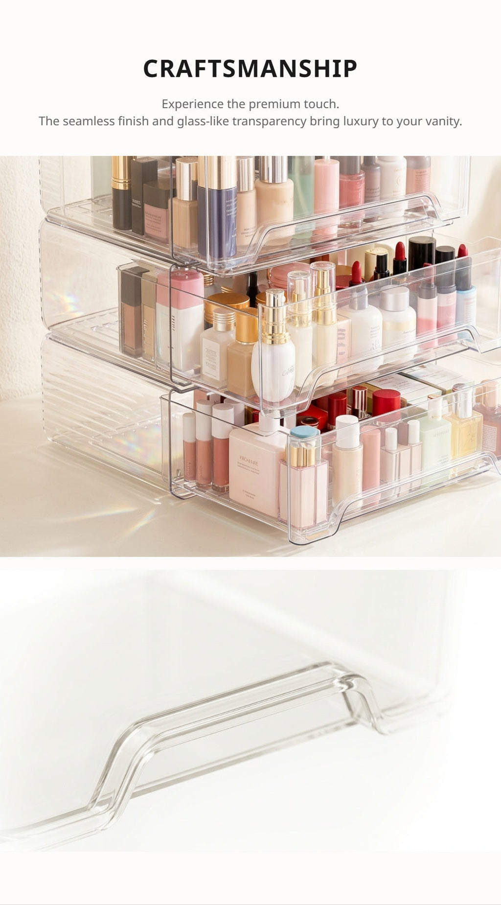 Stackable Acrylic Cosmetic Storage Boxes | Clear Makeup Drawer Organizer - Cynette LivingBeauty Kits