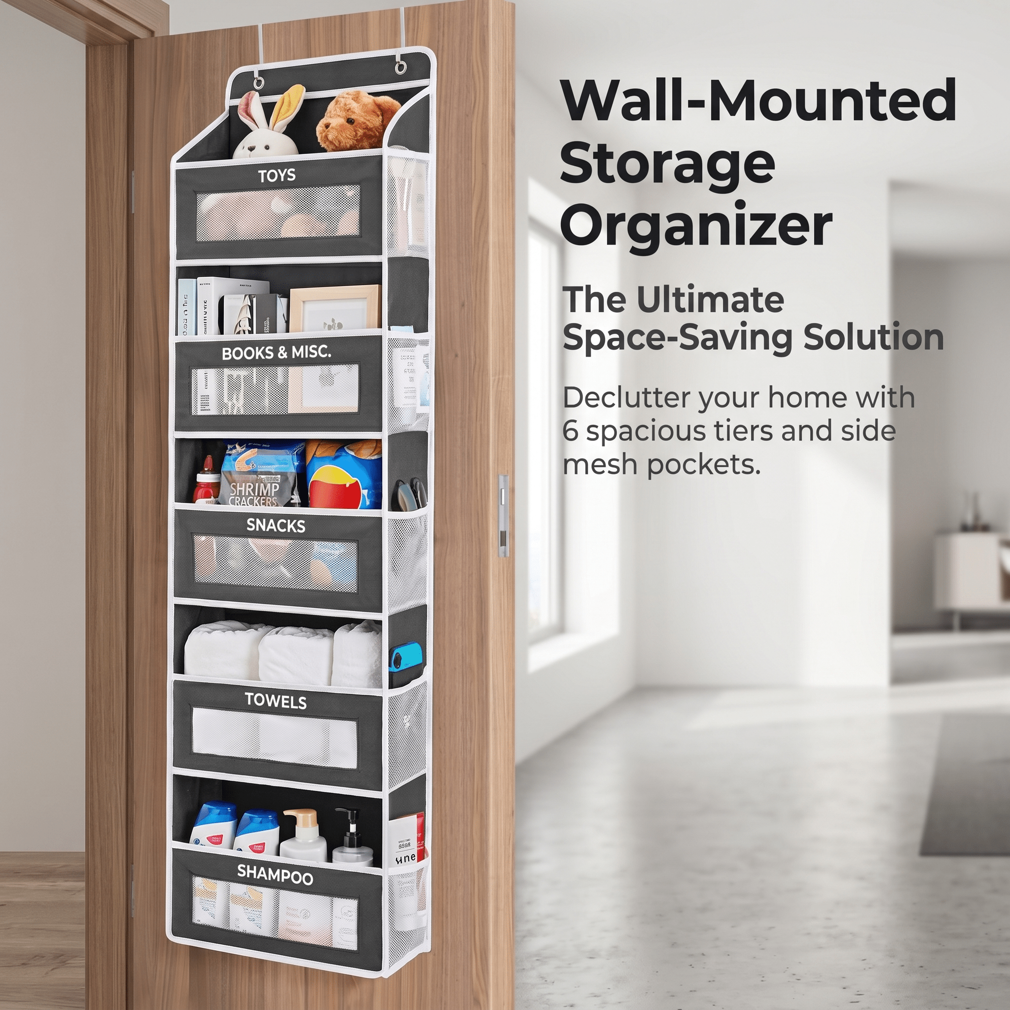 Wall Mounted Storage Organizer | Space Saving Bathroom and Bedroom Organizer - Cynette LivingStorage Organization