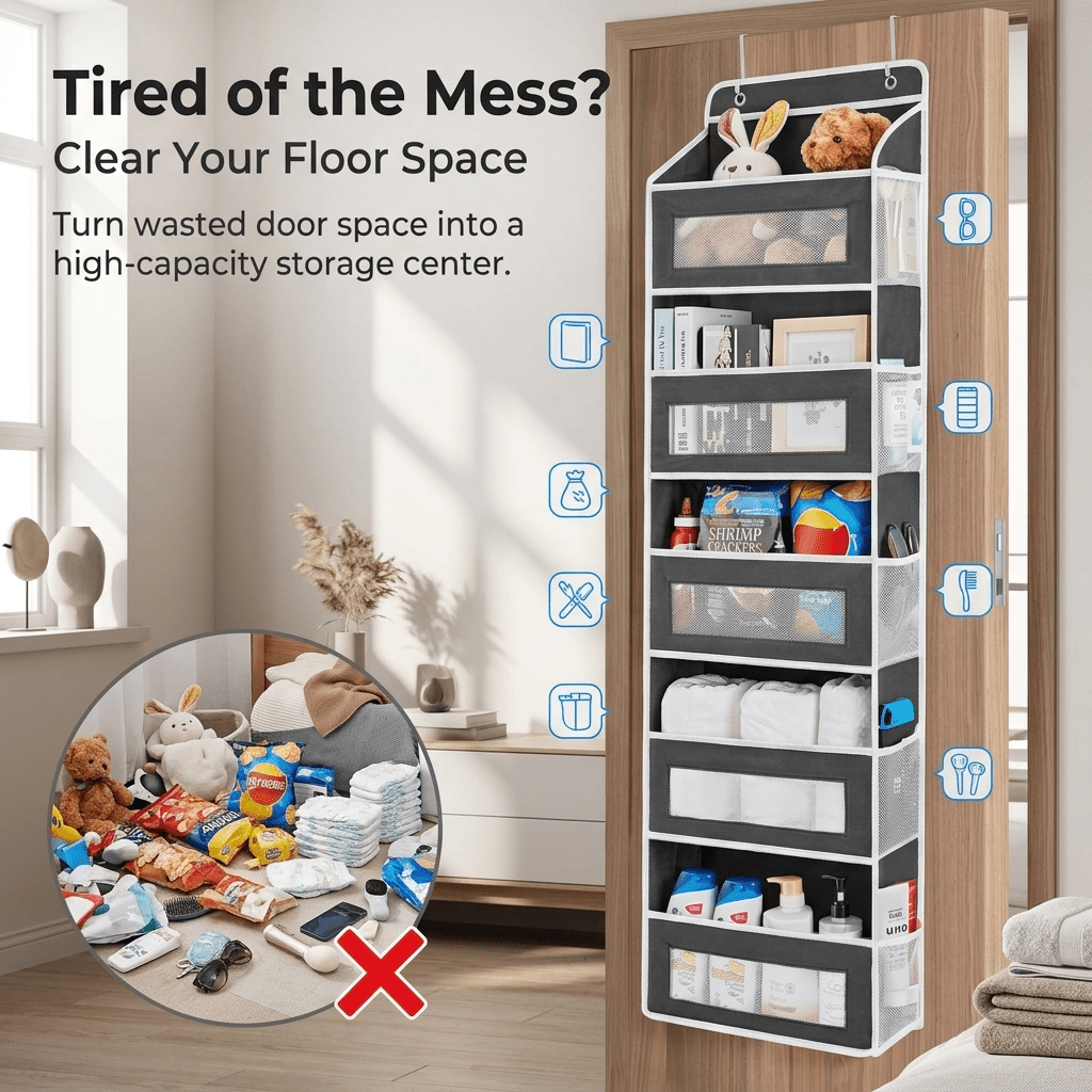 Wall Mounted Storage Organizer | Space Saving Bathroom and Bedroom Organizer - Cynette LivingStorage Organization